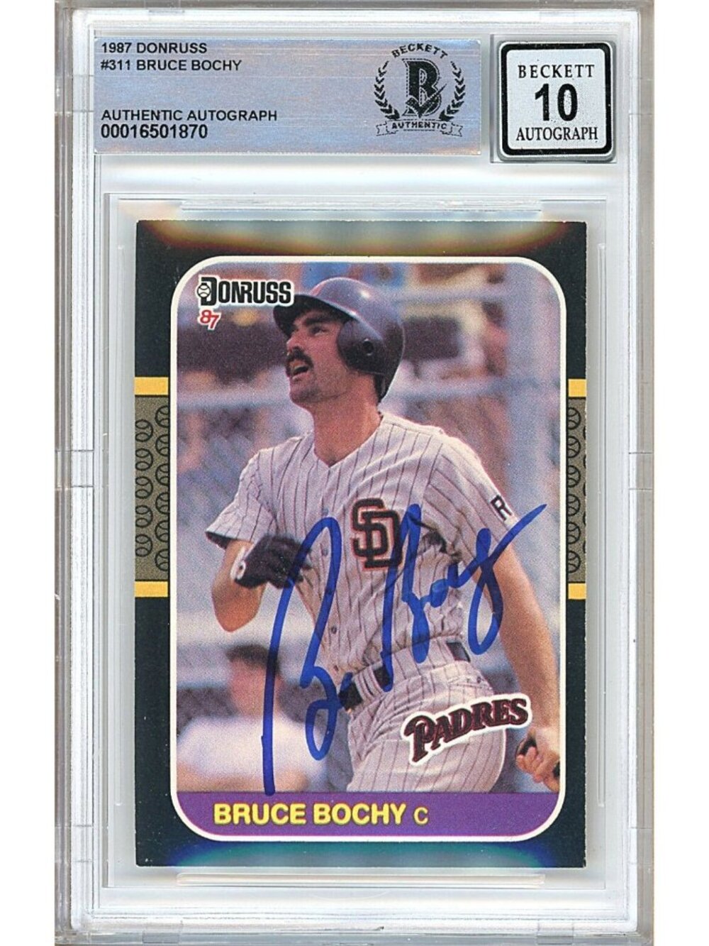 Bruce Bochy Signed 1987 Donruss #311 San Diego Padres Beckett BGS Auto 10 Slab
